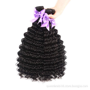 Brazilian Deep Wave Human Hair Bundles with Frontal Free Part Lace Frontal Virgin Human Hair Bundles Human Hair Extensions